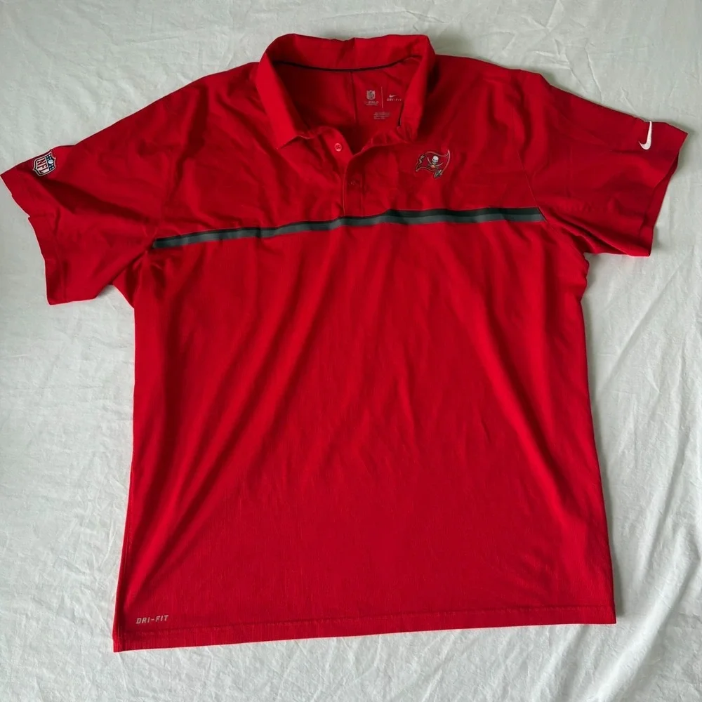 Nike Dri-Fit Mens Red Stretch Tampa Bay Buccaneers NFL On-Field Polo Shirt 2XL